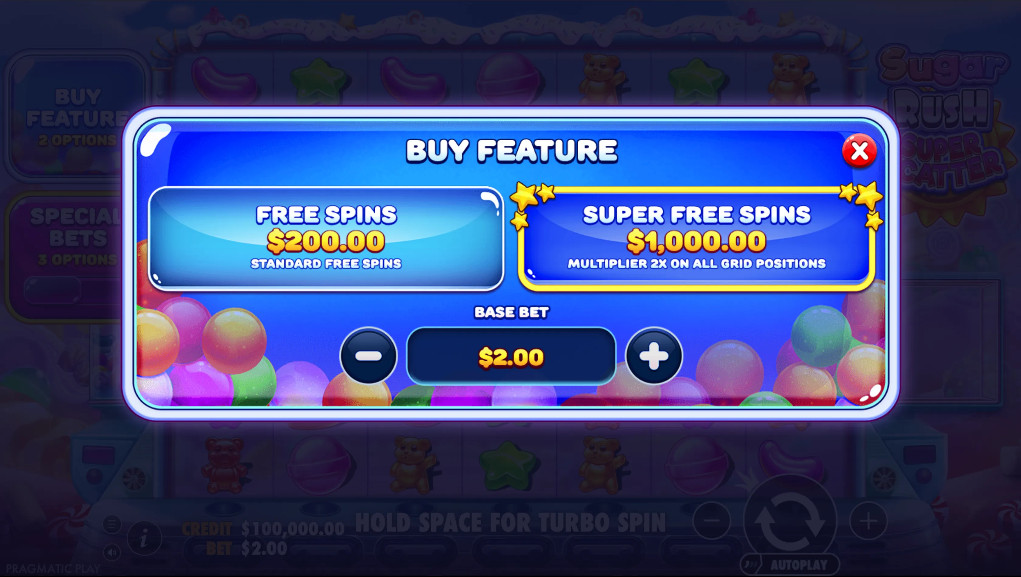Sugar Rush Super Scatter Bonus Buy