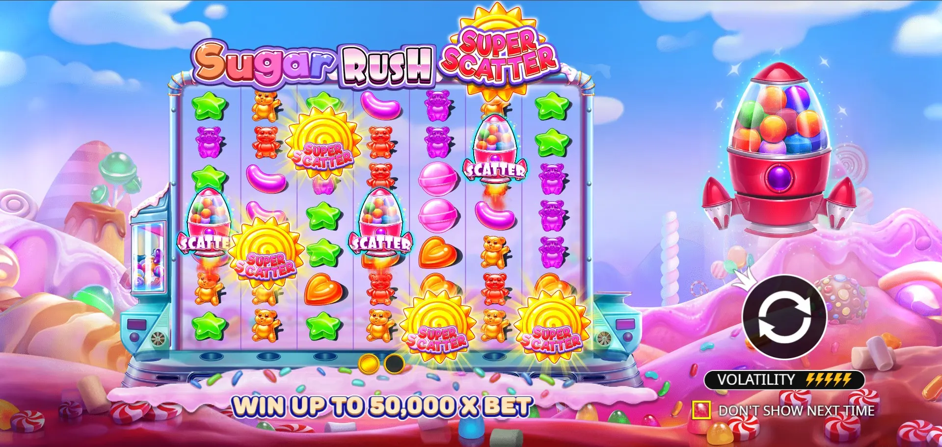 Sugar Rush Super Scatter βασικά χαρακτηριστικά